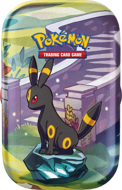 Pokémon Prismatic Evolutions Mini Tin mit 2 Packs und Evoli-Münze