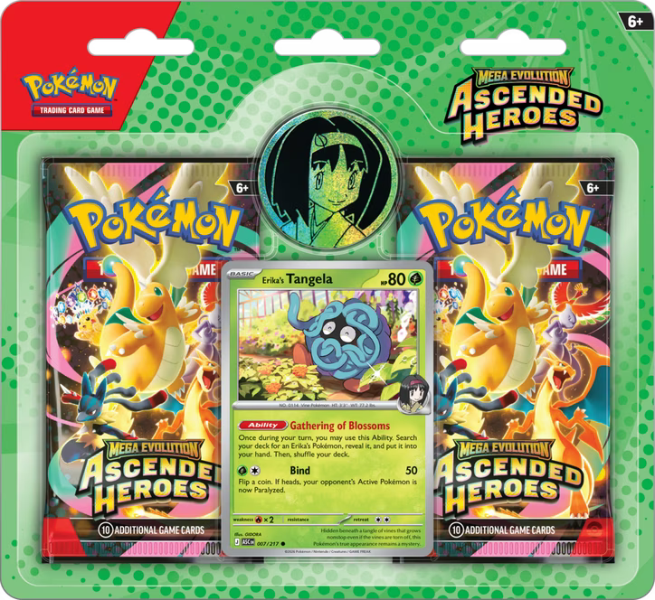 Pokémon Ascended Heroes Blister mit 2 Packs, Promo-Karte und Sammlermünze