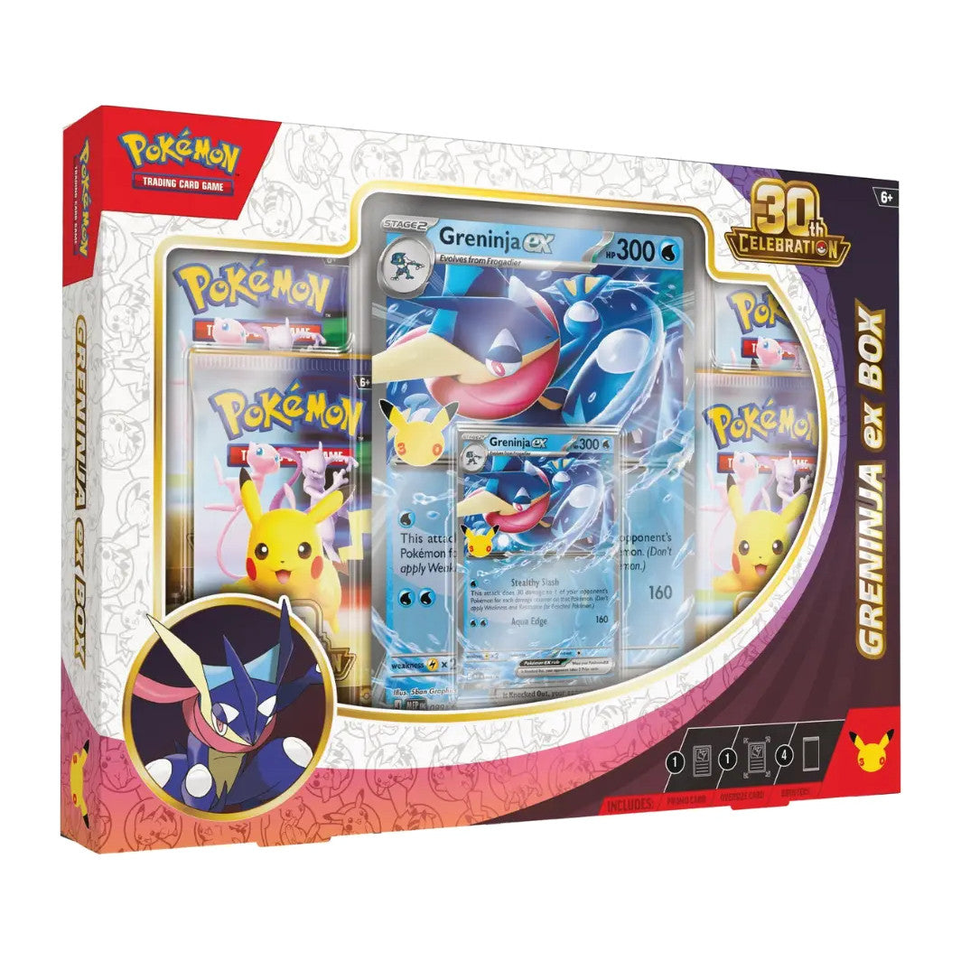Pokémon 30th Celebration Greninja ex Box mit Promo, Oversize-Karte und 4 Packs