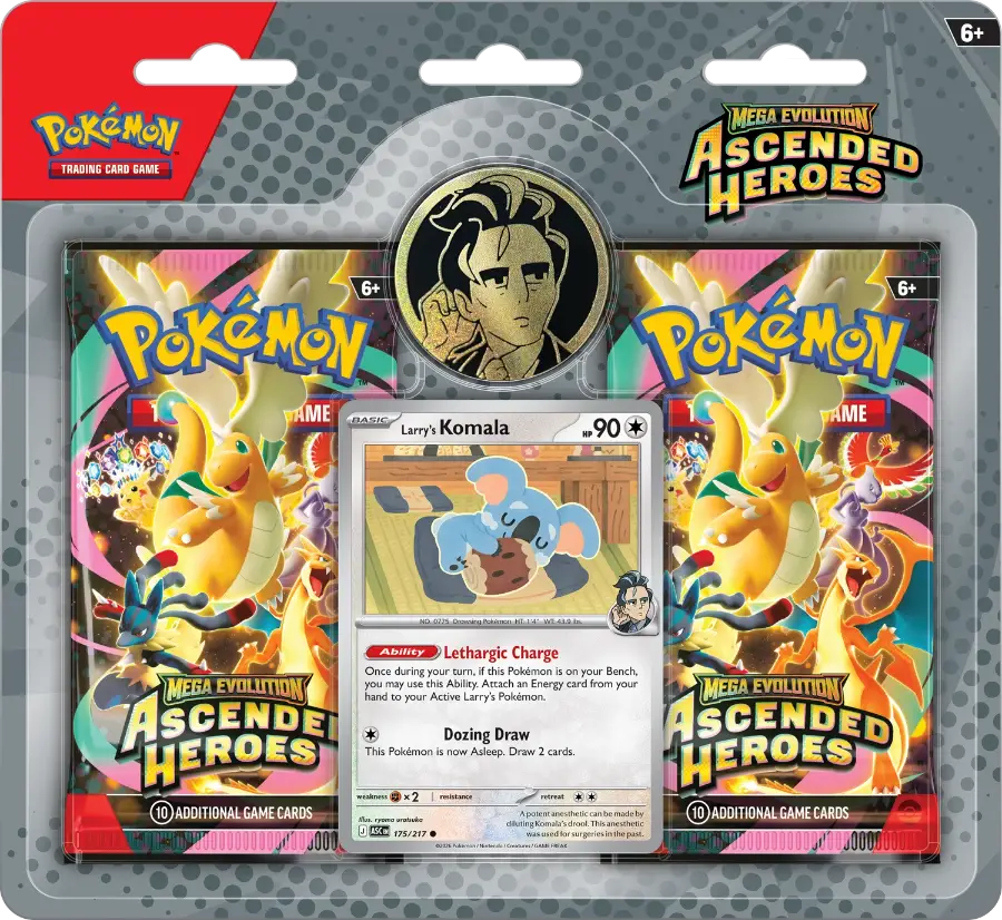 Pokémon Ascended Heroes Blister mit 2 Packs, Promo-Karte und Sammlermünze