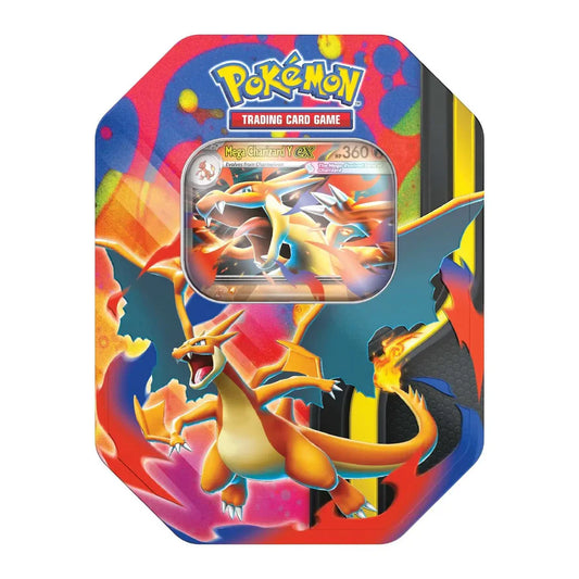 Pokémon Mega Charizard Y ex Tin mit 4 Packs und Foil-Promo