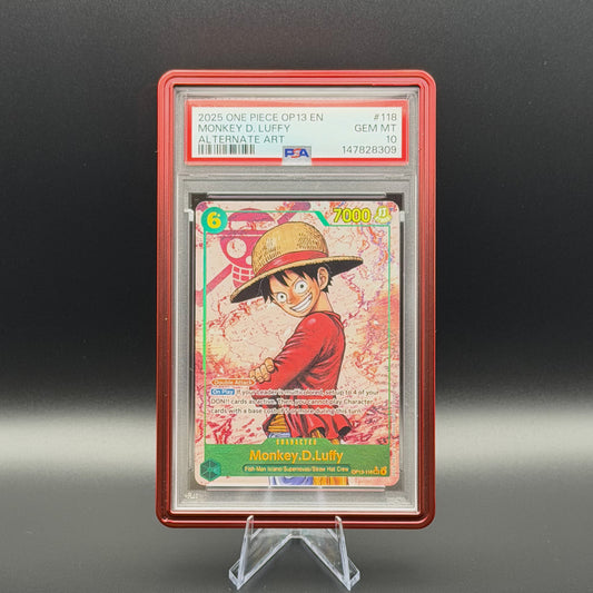 PSA 10 Monkey.D.Luffy OP13-118 Alt Art Carrying On His Will im PSA-Slab