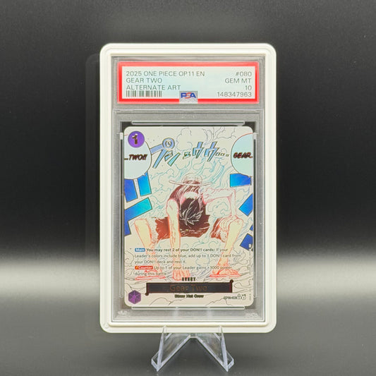 PSA 10 Gear Two OP11-080 Alt Art A Fist of Divine Speed im PSA-Slab